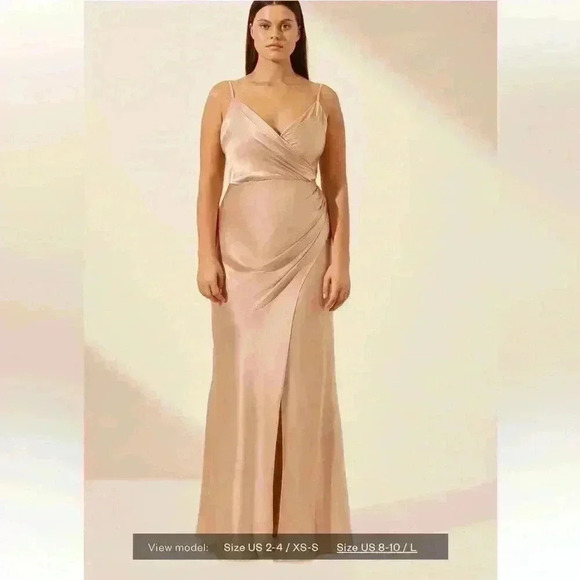 Shona Joy La Lune Cross Draped Maxi Dress Womens 10 Desert Rose Pink Satin - Picture 4 of 16